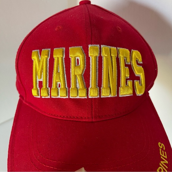 ROTHCO Marines baseball cap red with yellow embroidery One Size adjustable NEW - Picture 3 of 15